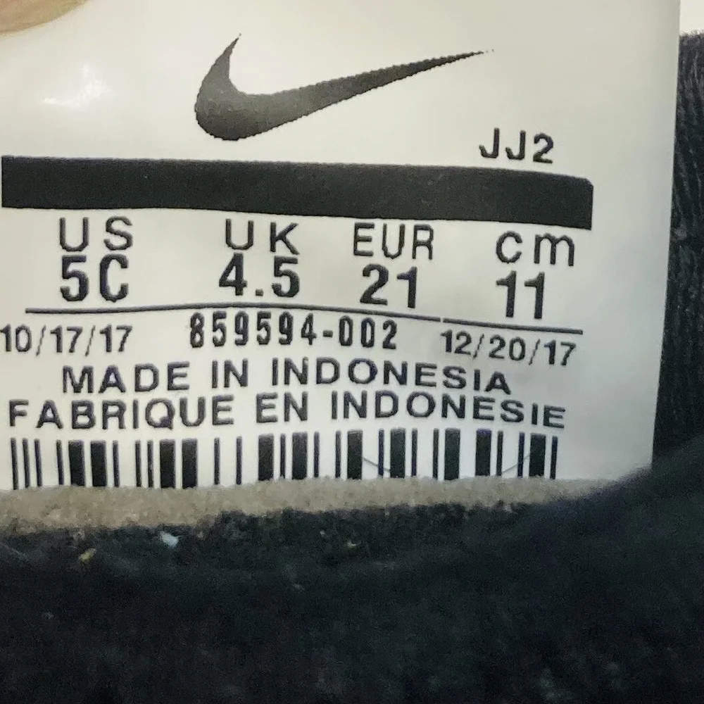Nike Air Huarache‎ Run Toddler Shoes Black White 859594-002 Size 5C Slip On